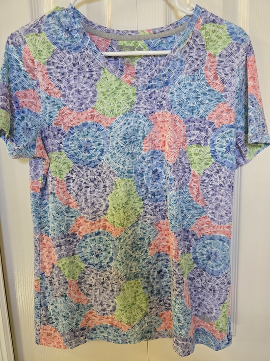 Reel Legends Tops - REEL LEGENDS Floral Scoop Neck Tee with Subtle Branding